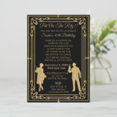 Roaring 20s art deco flapper女の子とギャング 招待状 (スタンド正面)