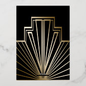 Roaring 20s art deco flapper女の子とギャング 箔招待状 (裏面)