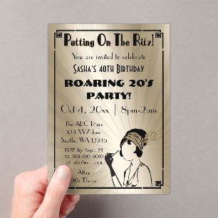 Roaring 20s art deco flapper girl アクリル招待状