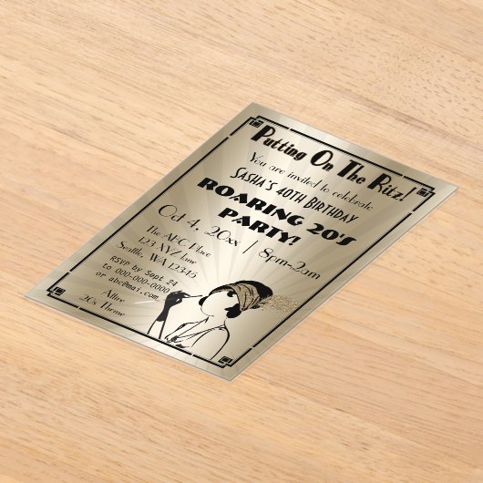 Roaring 20s art deco flapper girl アクリル招待状 (レイダウン)