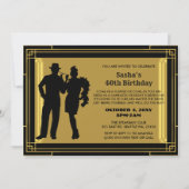 Roaring 20s art deco flapper girl and ganster inv 招待状 (正面)