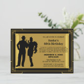 Roaring 20s art deco flapper girl and ganster inv 招待状 (スタンド正面)