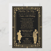 Roaring 20s art deco flapper girl and ganster inv 招待状 (正面)
