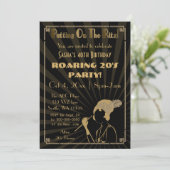 Roaring 20s art deco flapper girl invitation 招待状 (スタンド正面)