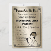 Roaring 20s art deco flapper girl invitation 招待状 (正面)