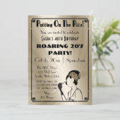 Roaring 20s art deco flapper girl invitation 招待状 (スタンド正面)