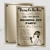 Roaring 20s art deco flapper girl invitation 招待状 (正面/裏面)