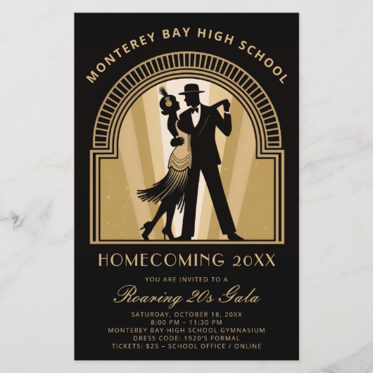 Roaring 20s Art Deco Prom Homecoming School Gala チラシ (正面)