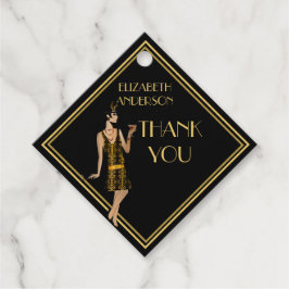 Roaring 20s Flapper Gatsby Thank You Black金ゴールド フェイバータグ