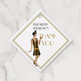 Roaring 20s Flapper Gatsby Thank You Black金ゴールド フェイバータグ