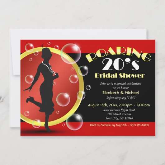 Roaring 20's Flapper Girl Bridal Shower Invitation 招待状 (正面)