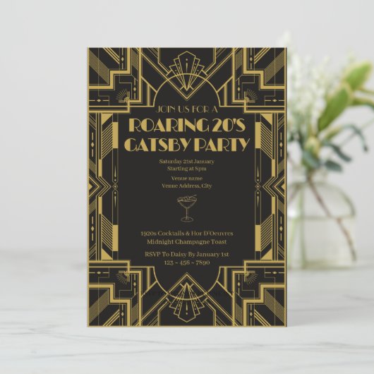 Roaring 20s Gatsby Party Birthday invitation (スタンド正面)