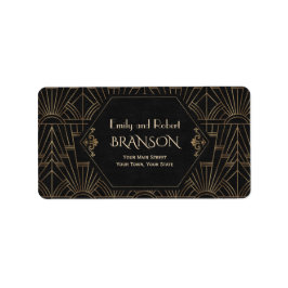 Roaring 20s Great Gatsby Art Deco Wedding Address ラベル
