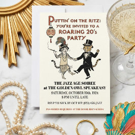 Roaring 20s Jazz Age Party Invitation with Dancing 招待状