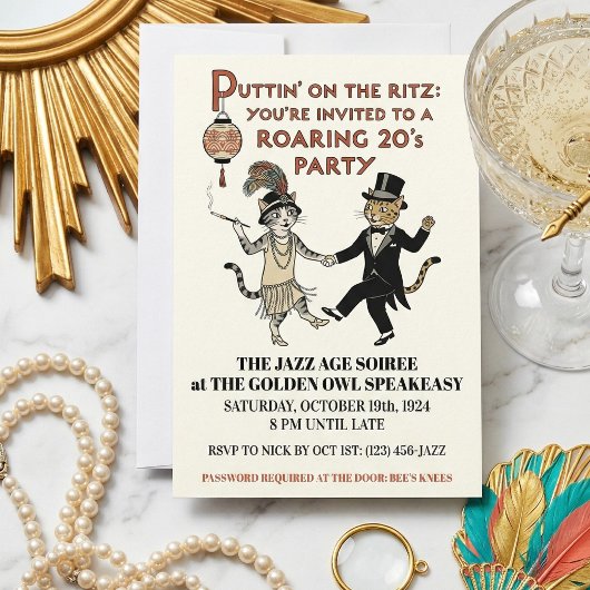 Roaring 20s Jazz Age Party Invitation with Dancing 招待状