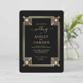 Roaring 20s Vintage Art Deco Wedding 招待状 (スタンド正面)