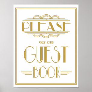 Roaring 20's Wedding sign Art Deco Guestbook Print ポスター
