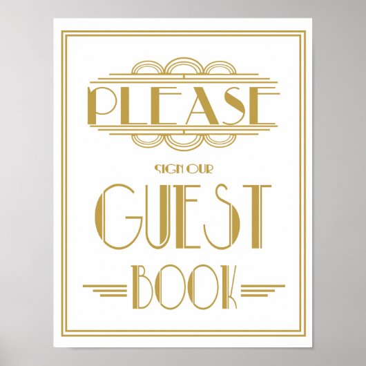 Roaring 20's Wedding sign Art Deco Guestbook Print ポスター (正面)