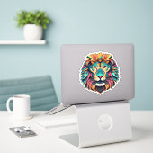 Roaring Artistry Lion Stickerコレクション シール (デスク上のノートパソコン)