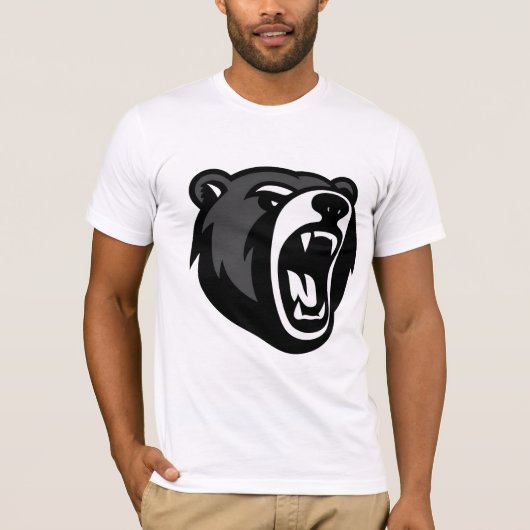 Roaring Bear Face Graphic White T-Shirt Tシャツ (正面)