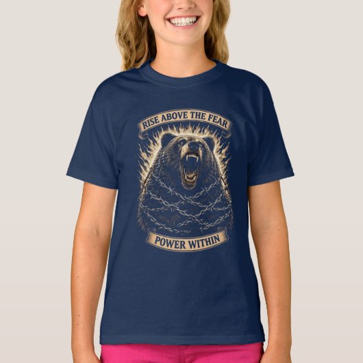 Roaring Bear — Rise Above the Fear Tシャツ (正面)