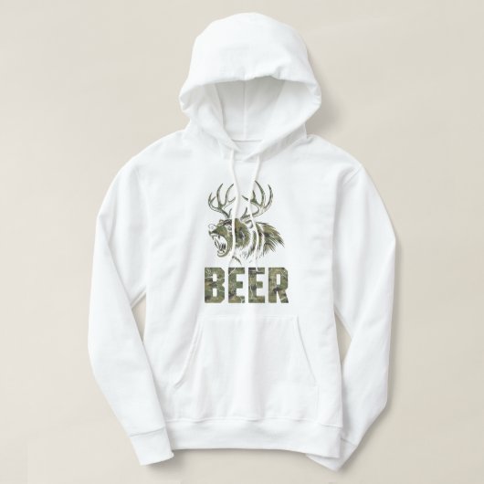 Roaring Bear With Antlers Beer Hunting Vintage パーカ (デザイン正面)