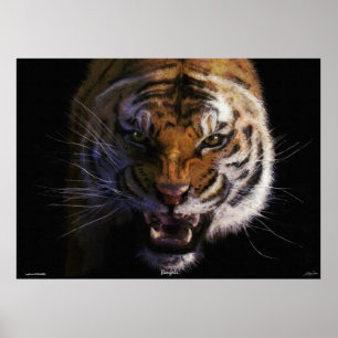 Roaring Bengal Tigerファインアート野生動物ポスター ポスター