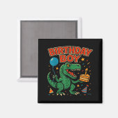 Roaring Birthday Boy Dinosaur Celebration Design _ マグネット (正面/裏面)