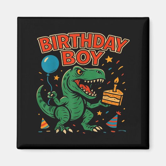 Roaring Birthday Boy Dinosaur Celebration Design _ マグネット (正面)