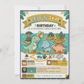 Roaring Dinosaur Adventure Map 3rd Birthday Party 招待状 (正面)