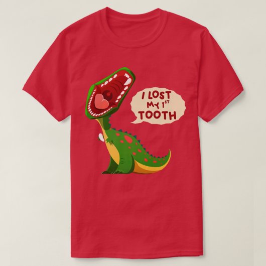 Roaring Dinosaur I Lost My 1st Tooth Funny Tooth F Tシャツ (デザイン正面)