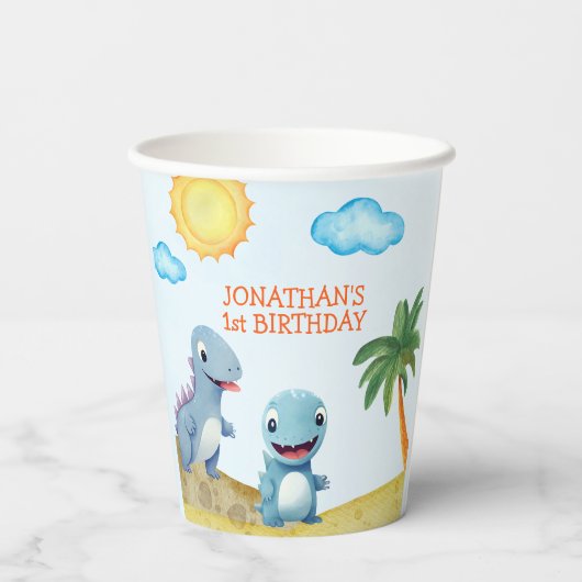 "Roaring Dinosaur Party | Boys Birthday  紙コップ (裏面)