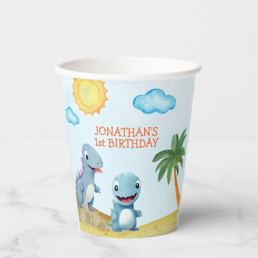 "Roaring Dinosaur Party | Boys Birthday  紙コップ (正面)