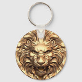 Roaring gold lion head キーホルダー (正面)