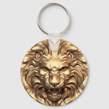 Roaring gold lion head