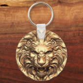 Roaring gold lion head キーホルダー (正面)