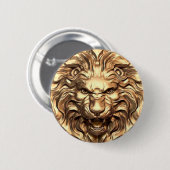 Roaring gold lion head 缶バッジ (正面&裏面)