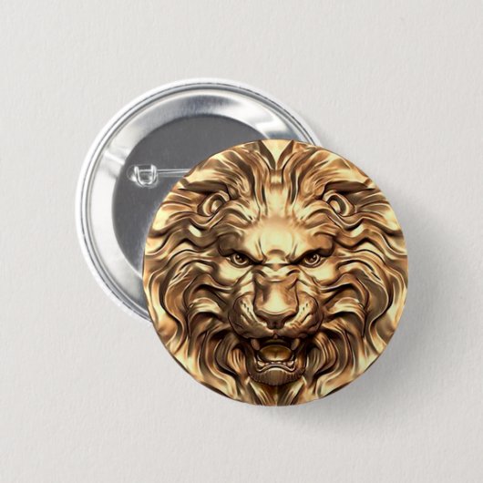 Roaring gold lion head 缶バッジ (正面&裏面)