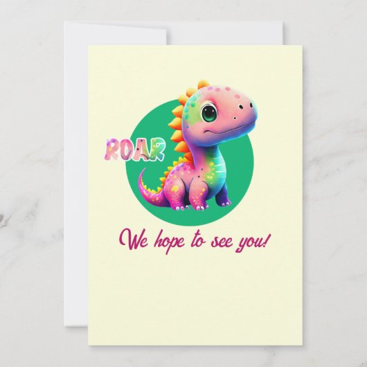 Roaring Good Times Dinosaur 2nd Birthday party 招待状 (裏面)