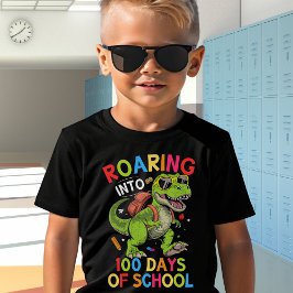 Roaring into 100 Days of School Dinosaur– Fun Kids Tシャツ