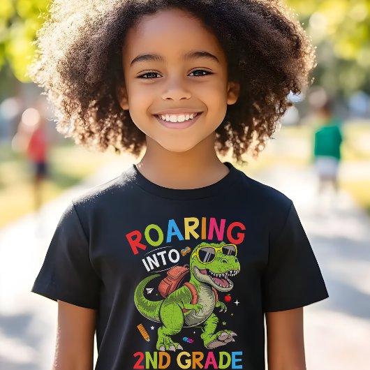 Roaring into 2nd Grade Dinosaur – Cool Back School Tシャツ