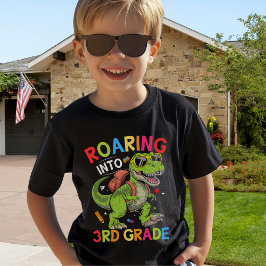 Roaring into 3rd Grade Dinosaur – Fun Back School Tシャツ
