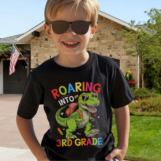 Roaring into 3rd Grade Dinosaur – Fun Back School Tシャツ