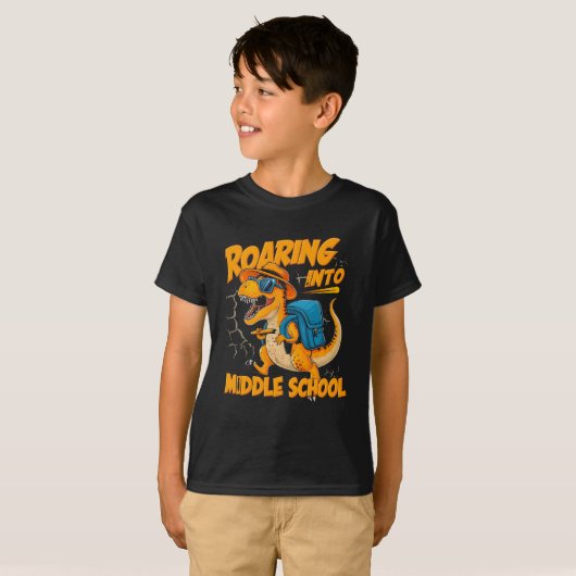 Roaring Into Middle School – Back-to-School Tシャツ (正面フル)