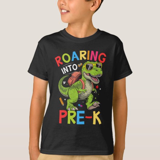 Roaring into Pre-K Dinosaur – Back to School Tシャツ (正面)