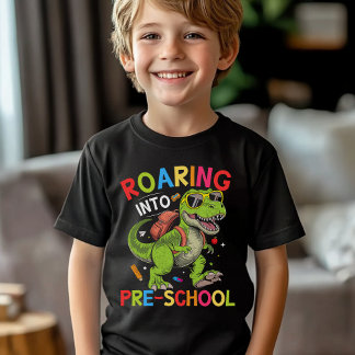 Roaring into Pre-School Dinosaur– First Day of Pre Tシャツ