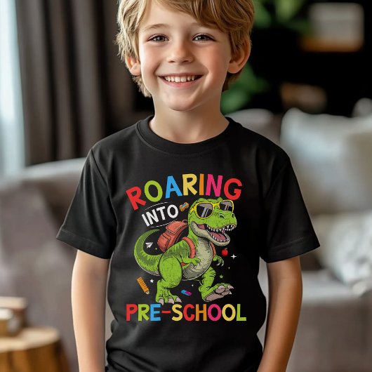 Roaring into Pre-School Dinosaur– First Day of Pre Tシャツ