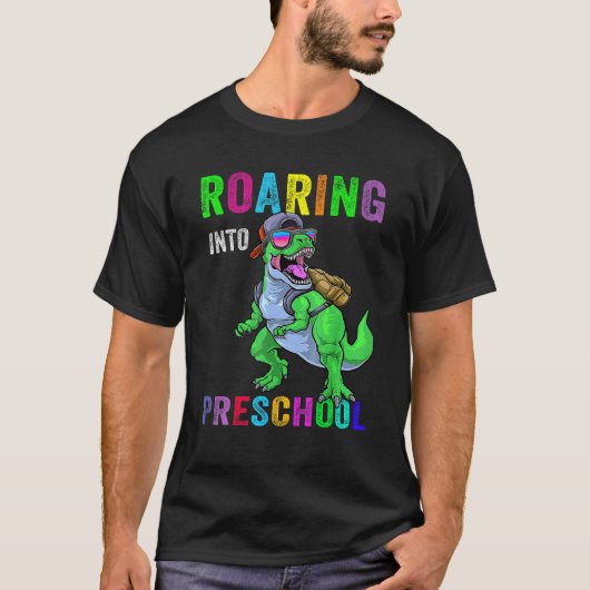 Roaring Into Preschool Dinosaur 1st Day Back To Sc Tシャツ (正面)