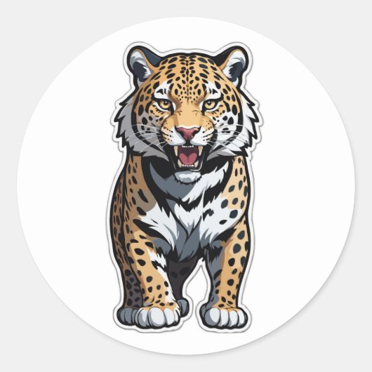 Roaring Jaguar Sticker – 霊力を解き放つ ラウンドシール (正面)