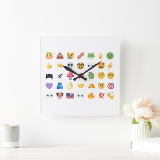 Roaring Kitty 35 Emoji Timeline GME MOASS DFV meme スクエア壁時計 (ホーム)